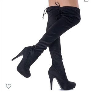 Over The Knee Faux Suede Stiletto Boots Sz.9